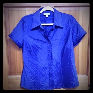 Dressbarn Dress Barn Textured Satin Button Blouse
